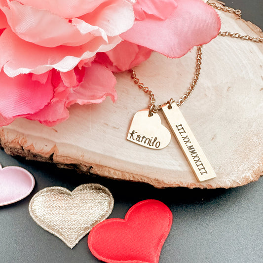 HEART AND BAR NECKLACE
