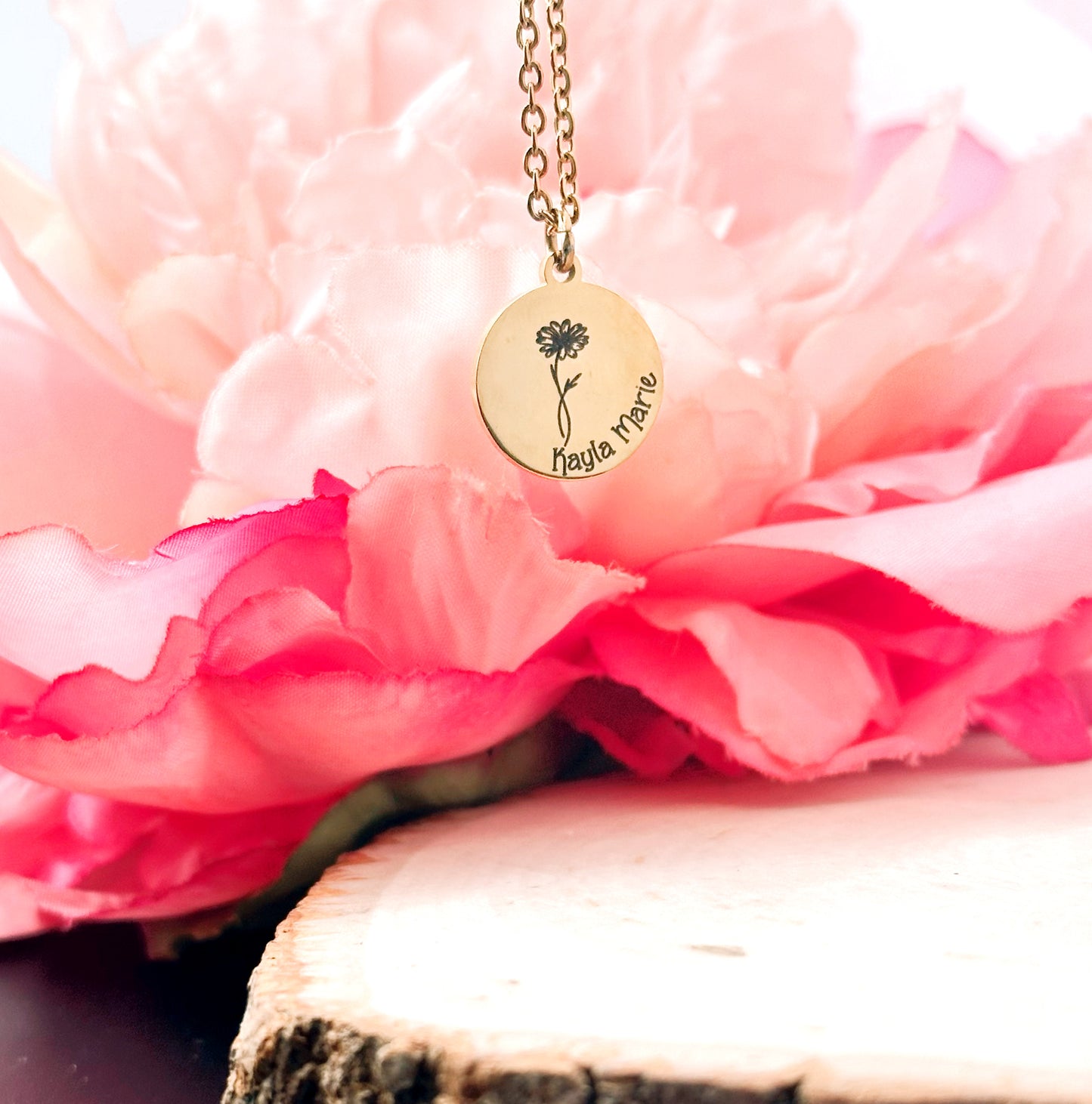 BIRTH FLOWER DISK NECKLACE