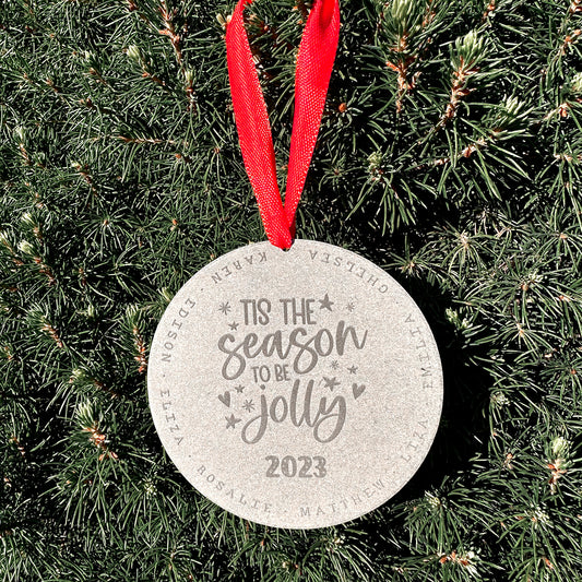 FROSTED DISK ORNAMENT TO BE JOLLY