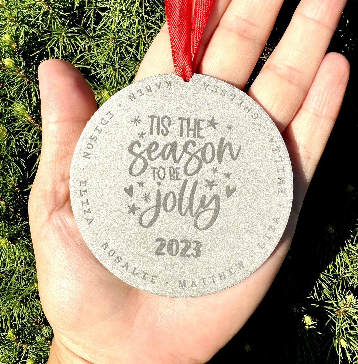 FROSTED DISK ORNAMENT TO BE JOLLY