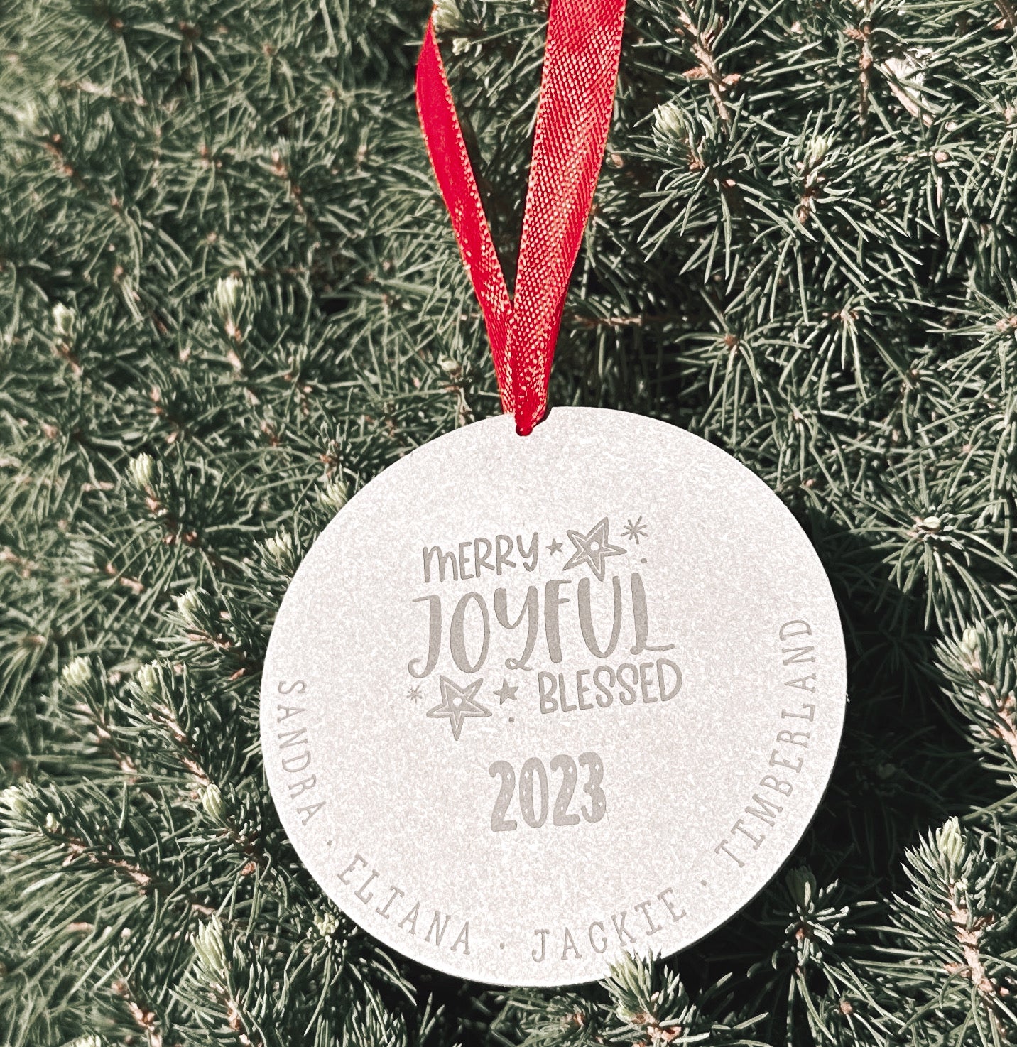 FROSTED DISK ORNAMENT JOYFUL