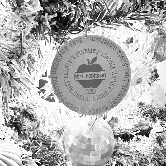 TEACHER APPLE FROSTED DISK ORNAMENT