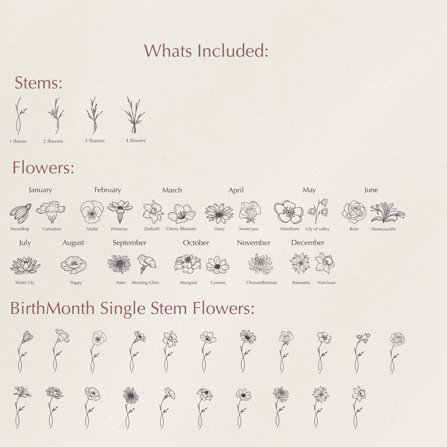 ERIN BIRTH FLOWER DISK NECKLACE