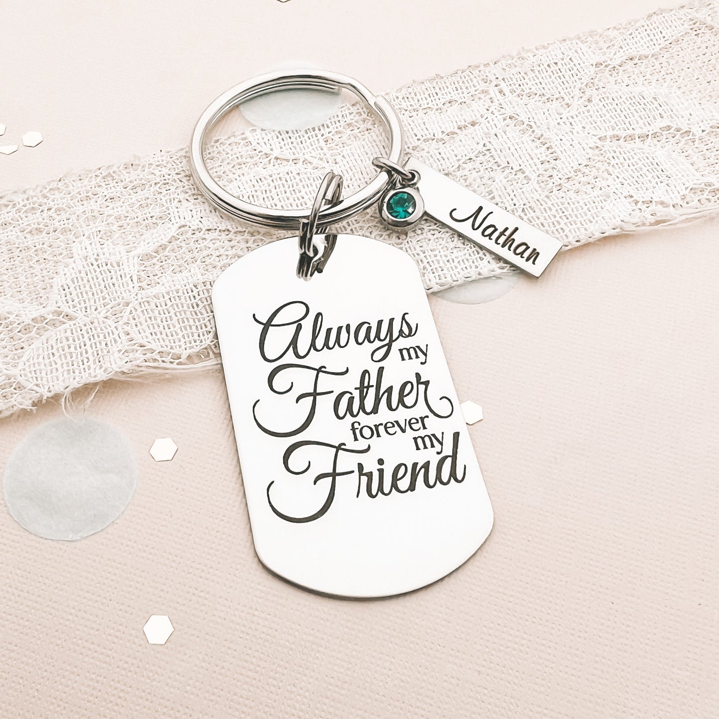 ALWAYS MY FRIEND DOG TAG KEYCHAIN