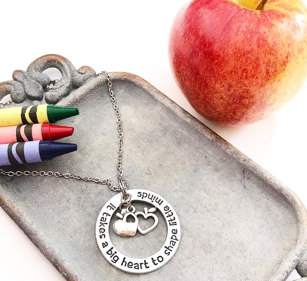 BIG HEART TEACHER -WASHER NECKLACE