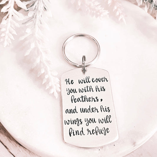 HE WILL COVER YOU KEYCHAIN