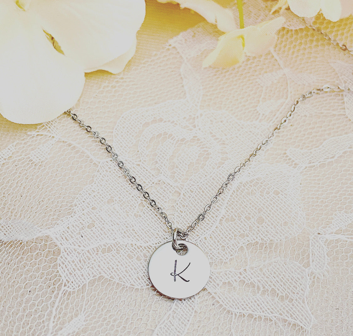 SMALL-INITIAL DISK NECKLACE