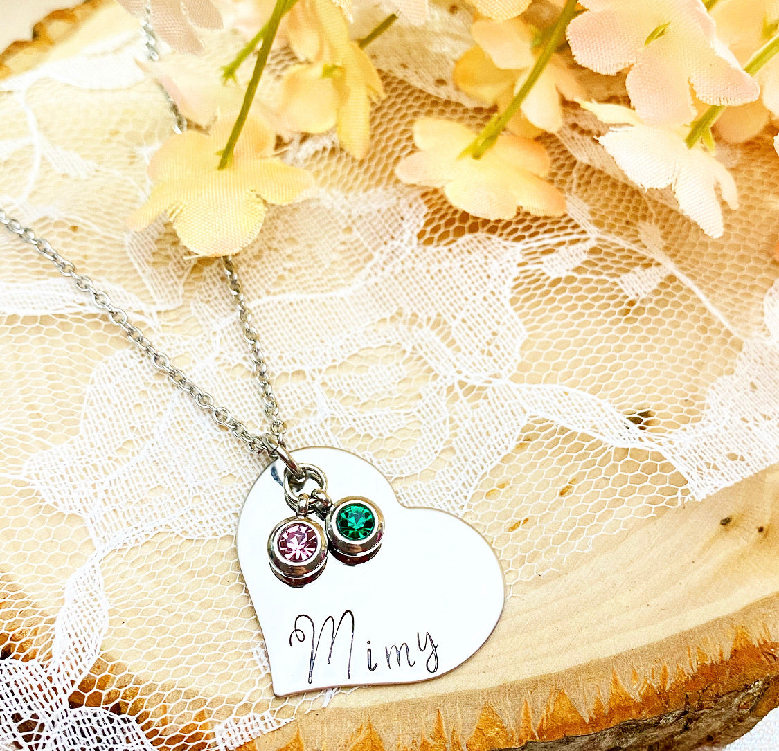 HEART & BIRTHSTONE NECKLACE