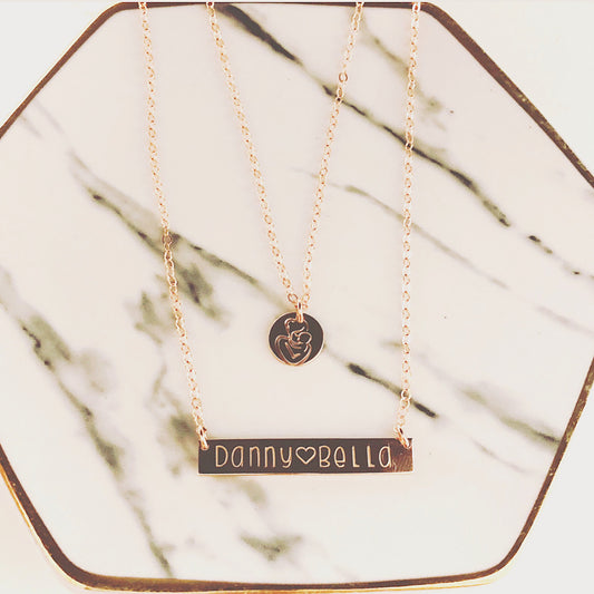 MOTHER & CHILD BAR NECKLACE STACKABLE
