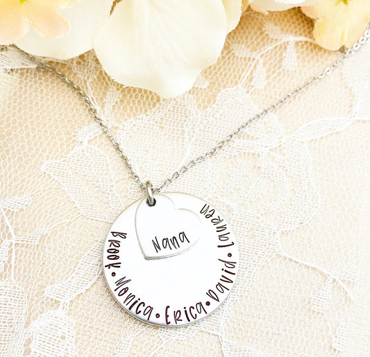 DISK & SIDE HEART NECKLACE