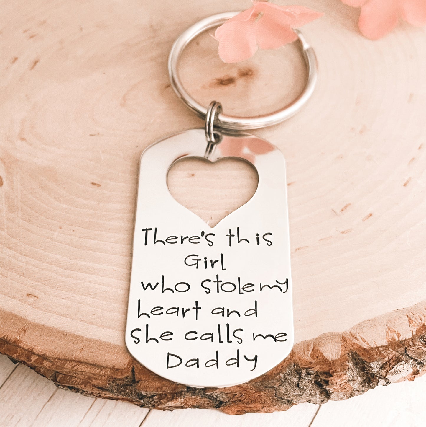 DOG TAG WITH HEART CUTOUT KEYCHAIN