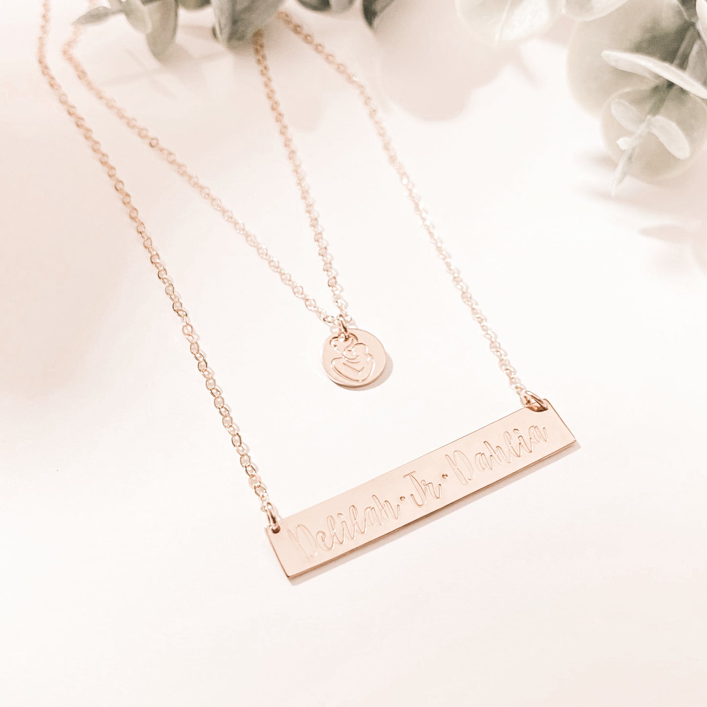 MOTHER & CHILD BAR NECKLACE STACKABLE