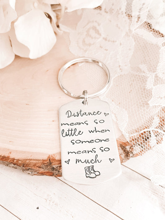 DISTANCE DOG TAG KEYCHAIN