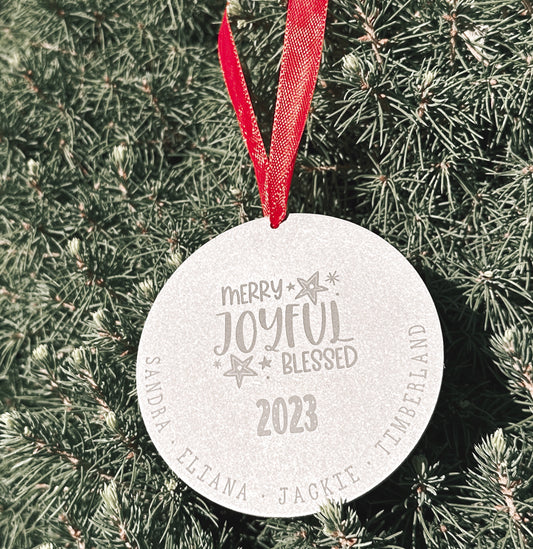 FROSTED DISK ORNAMENT JOYFUL