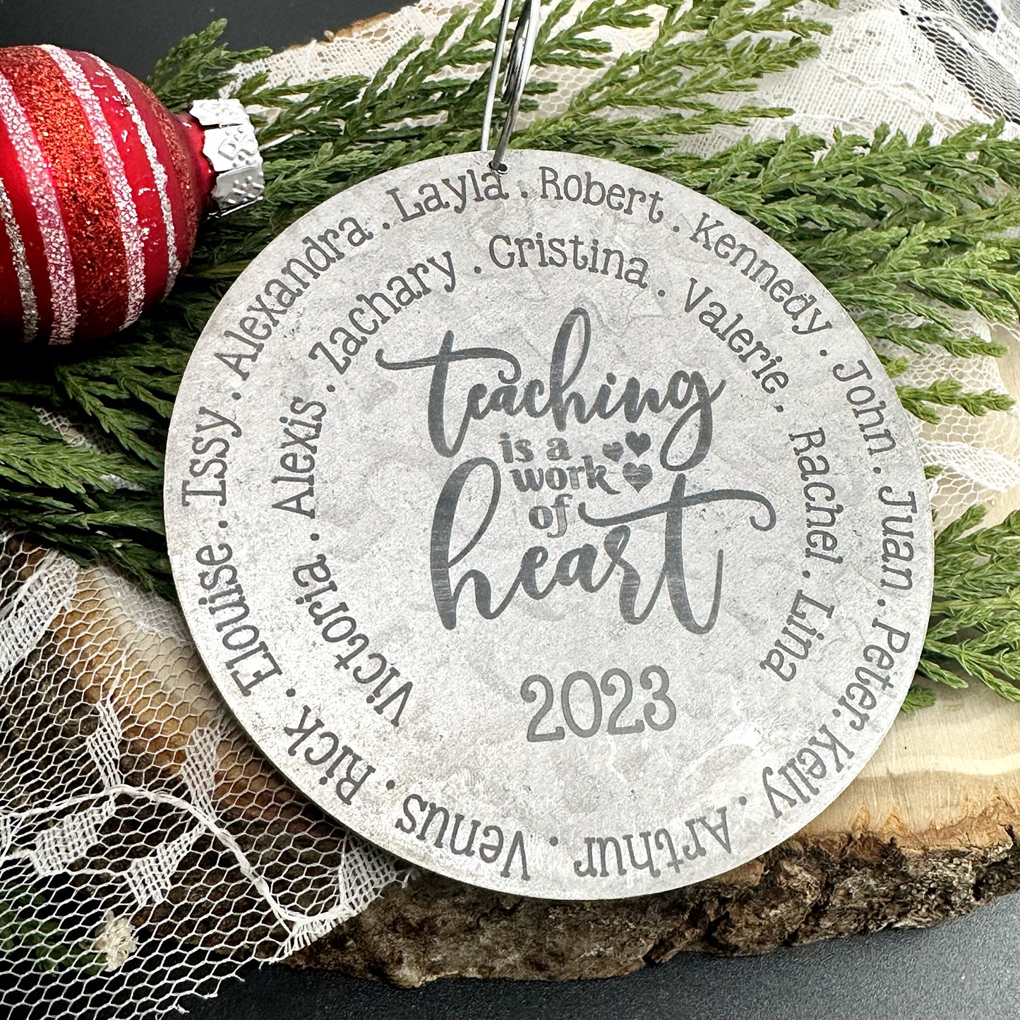 TEACHER FROSTED DISK ORNAMENT