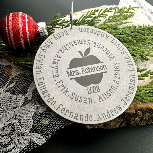 TEACHER APPLE FROSTED DISK ORNAMENT