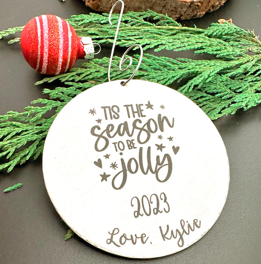 FROSTED DISK ORNAMENT TO BE JOLLY