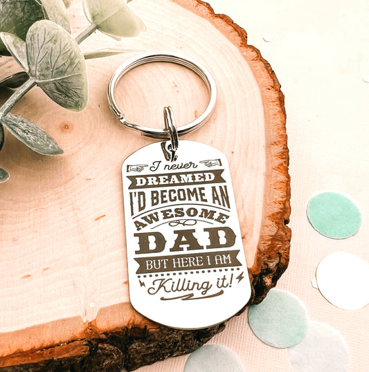 DAD IS KILLING IT DOG TAG KEYCHAIN