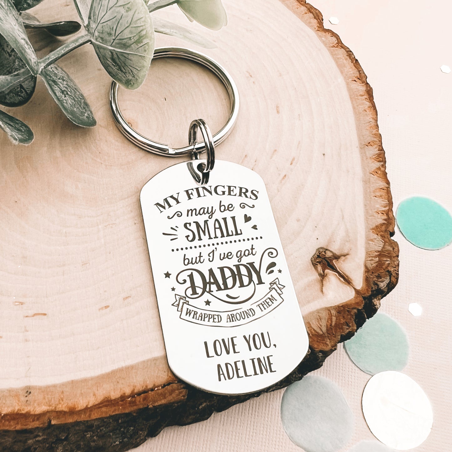 MY FINGERS MAY BE SMALL DOG TAG KEYCHAIN