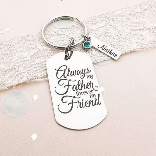 ALWAYS MY FRIEND DOG TAG KEYCHAIN