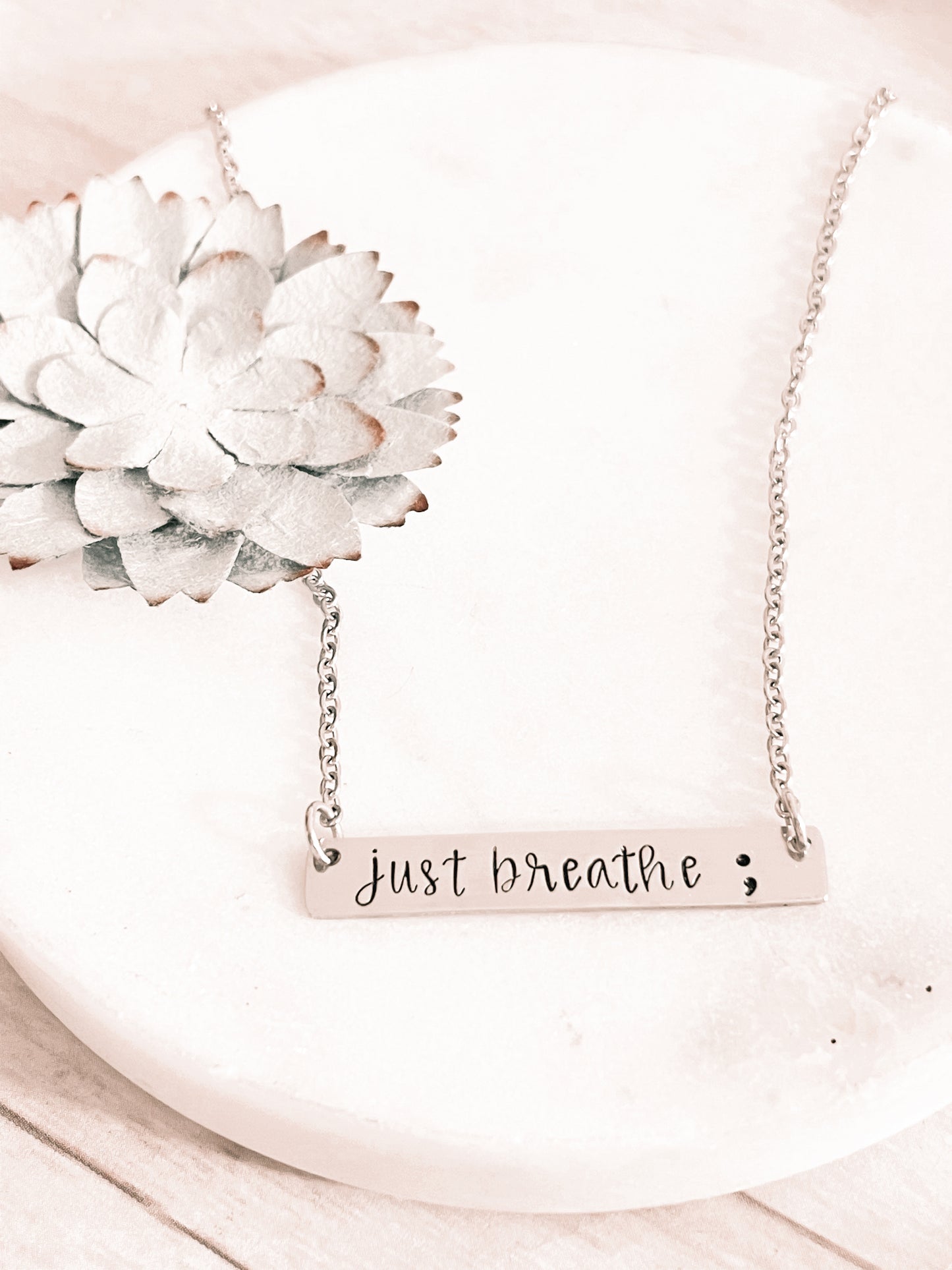 JUST BREATHE BAR NECKLACE