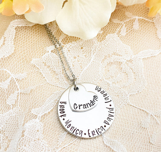 DISK & SIDE HEART NECKLACE