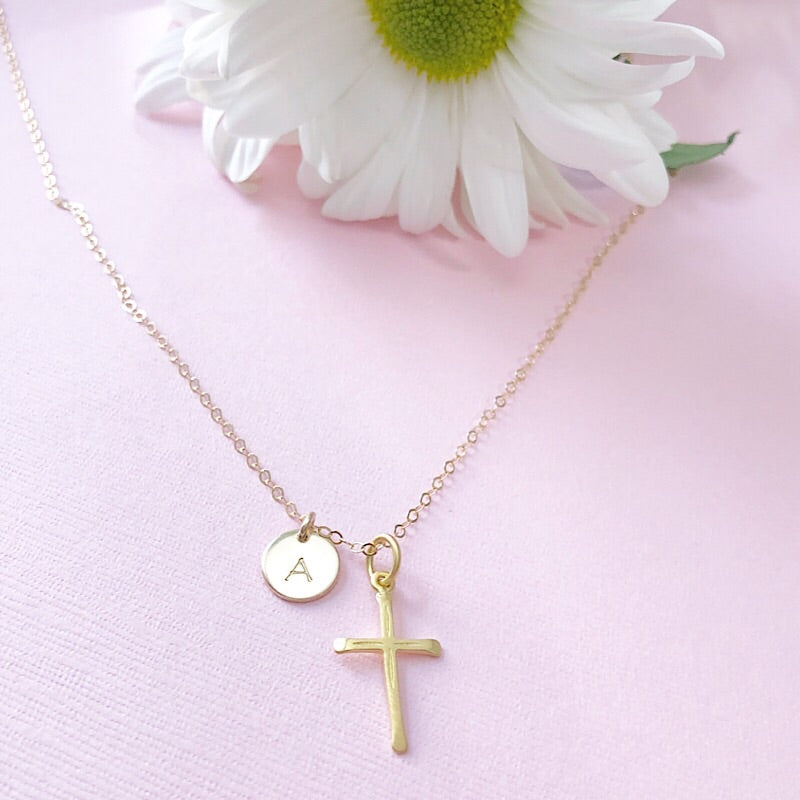 CROSS & INITIAL NECKLACE