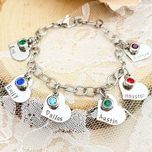 HEART CHARM BRACELET UP TO 15 HEARTS