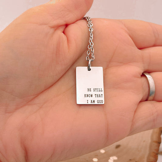 BE STILL RECTANGULAR NECKLACE