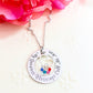 WASHER NECKLACE WITH HEART CHARM & BIRTHSTONES