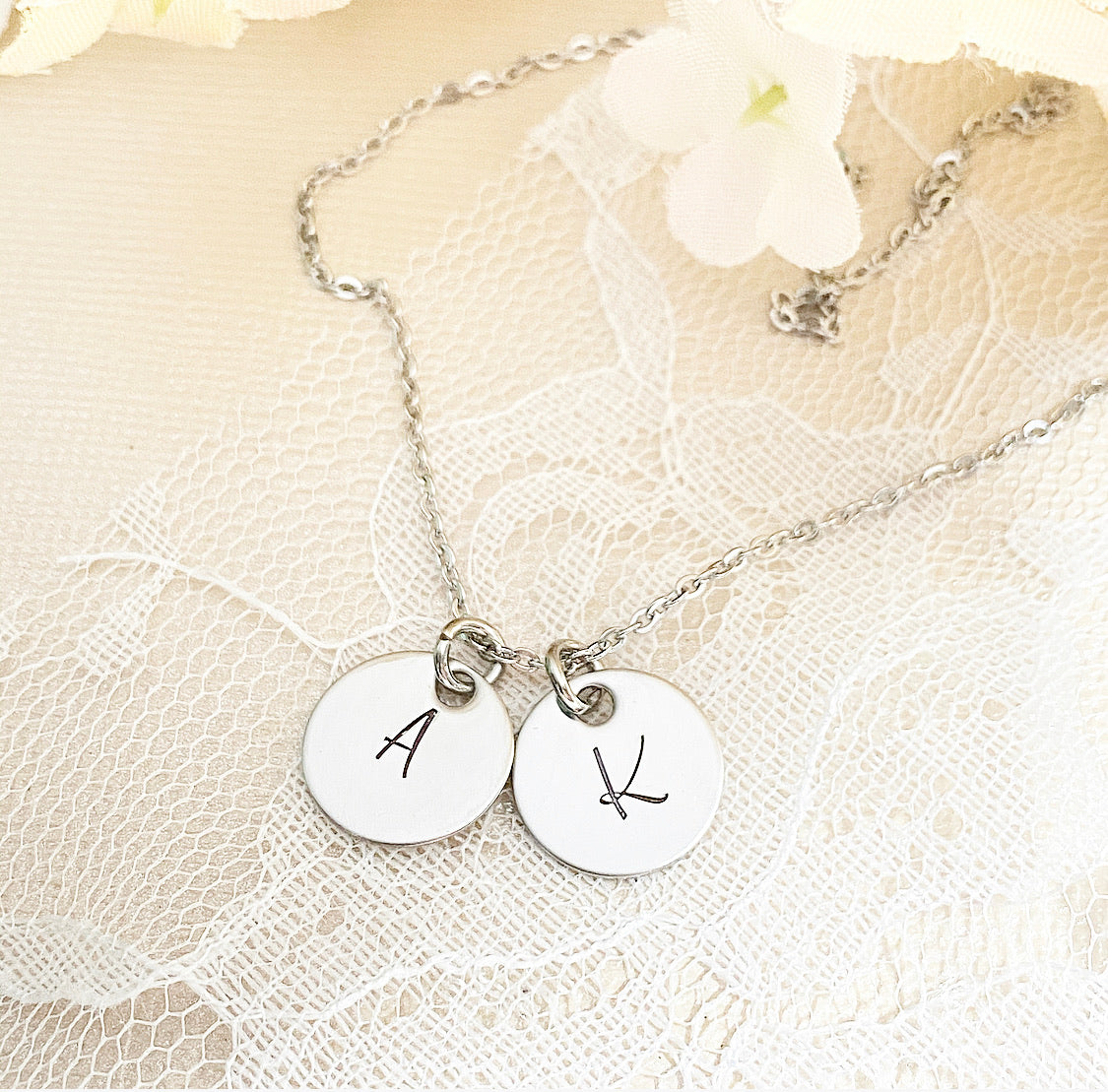 SMALL-INITIAL DISK NECKLACE – Made with Love by Angie