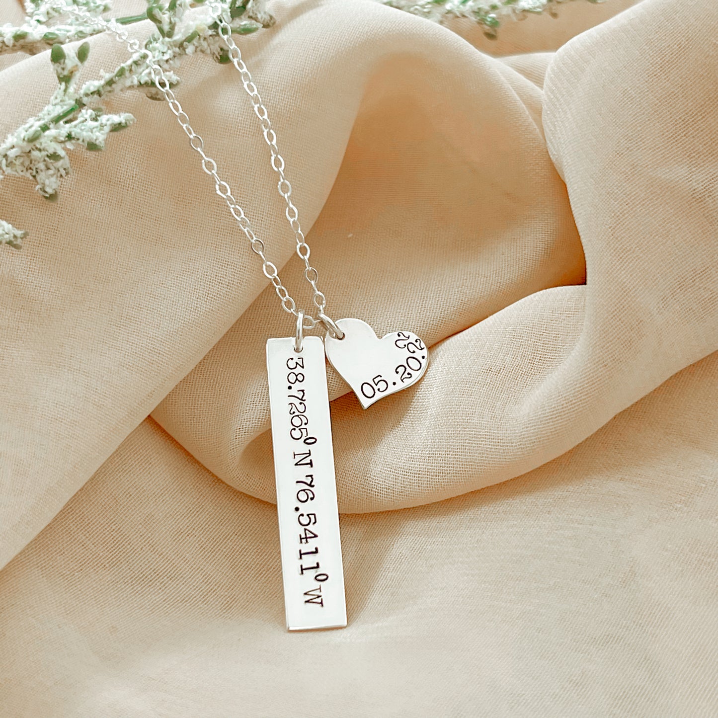 COORDINATES AND DATE NECKLACE